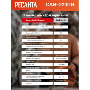 Сварочный аппарат инверторный Ресанта САИ 220 ПН Сварочный аппарат инверторный Ресанта САИ 220 ПН