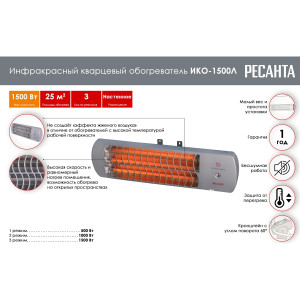 Инфракрасный обогреватель (кварцевый) Ресанта ИКО-1500Л